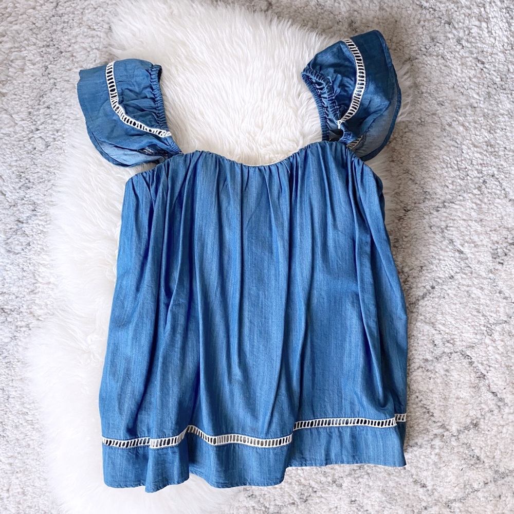 Flutter Sleeve Denim Top